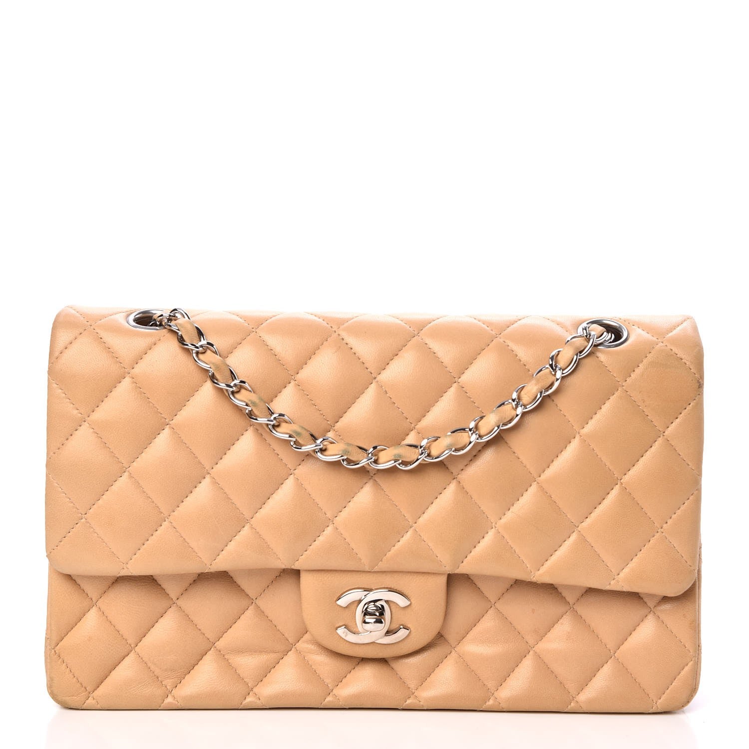 Chanel Lambskin Quilted Medium Double Flap Beige 1 of 19