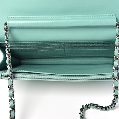 Chanel Patent Quilted Wallet On Chain WOC Green 5 of 14