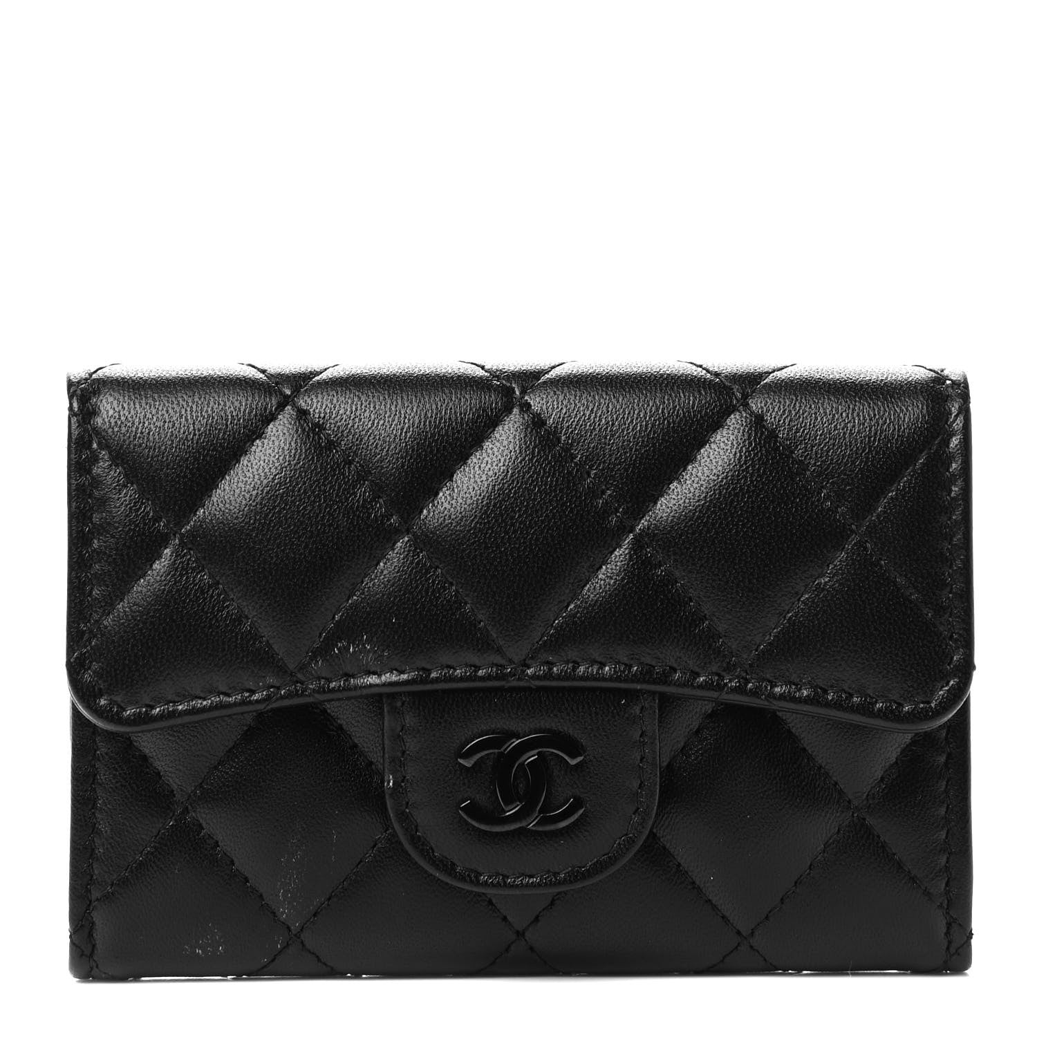 Chanel Lambskin Quilted Flap Card Holder Wallet So Black 1 of 7