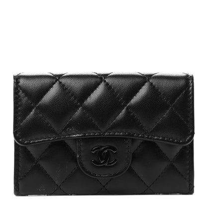 Chanel Lambskin Quilted Flap Card Holder Wallet So Black 1 of 7