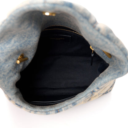 Saint Laurent Denim Quilted Toy Loulou Puffer Monogram Chain Satchel Blue Black 5 of 10