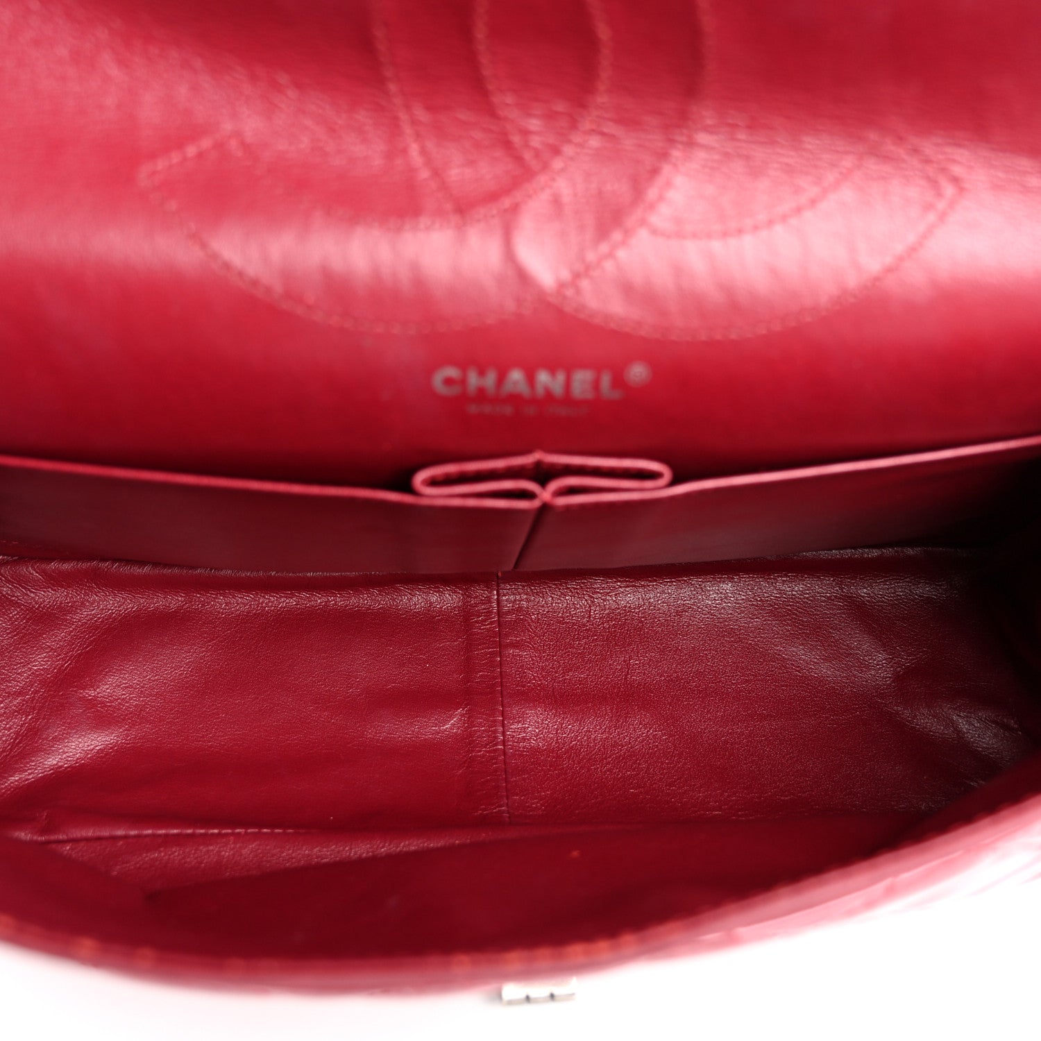 Chanel Distressed Patent Quilted 2.55 Reissue 227 Flap Raspberry Red 5 of 11