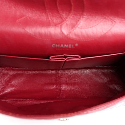 Chanel Distressed Patent Quilted 2.55 Reissue 227 Flap Raspberry Red 5 of 11