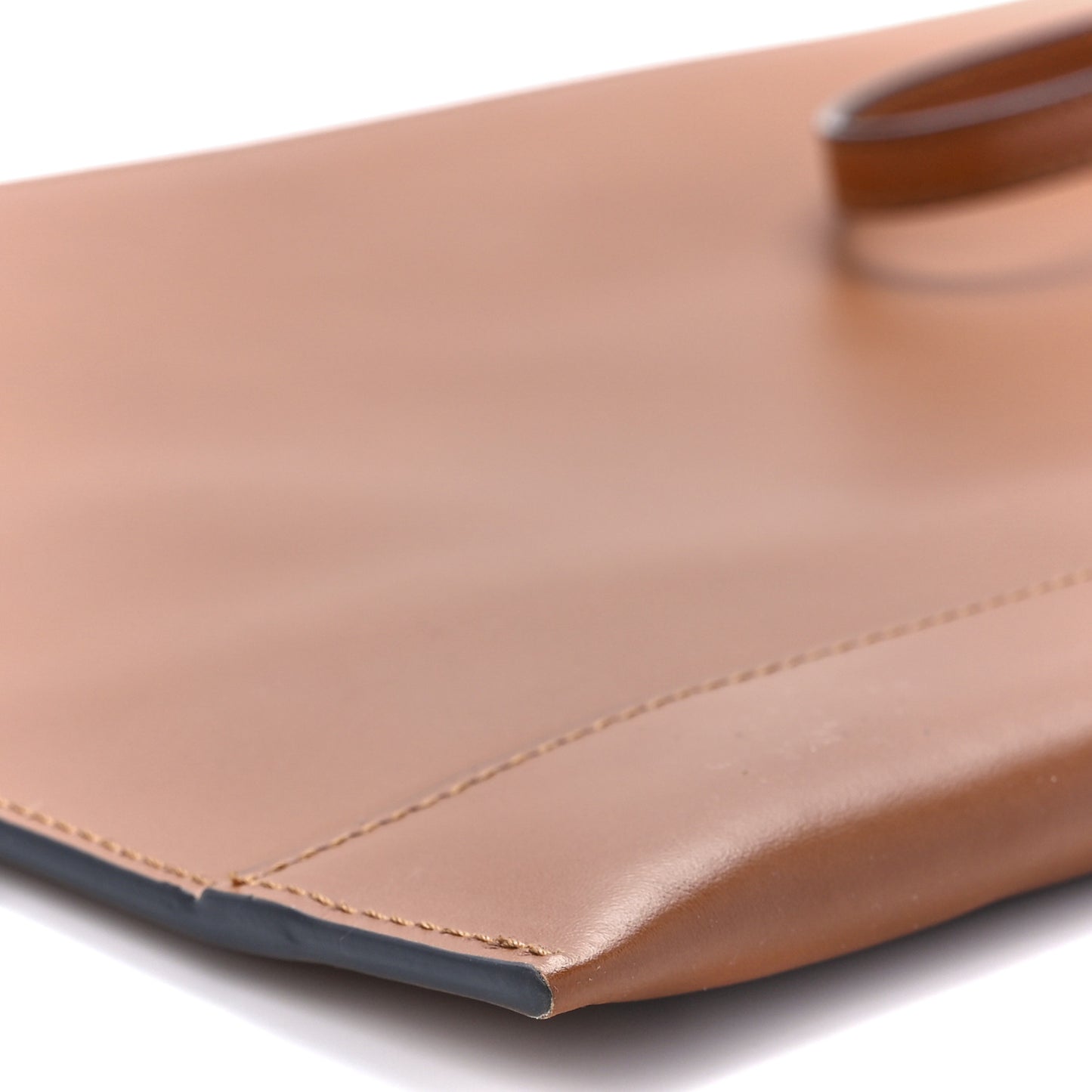 Vitello King Logo Embossed Large Flat Pouch Cuoio