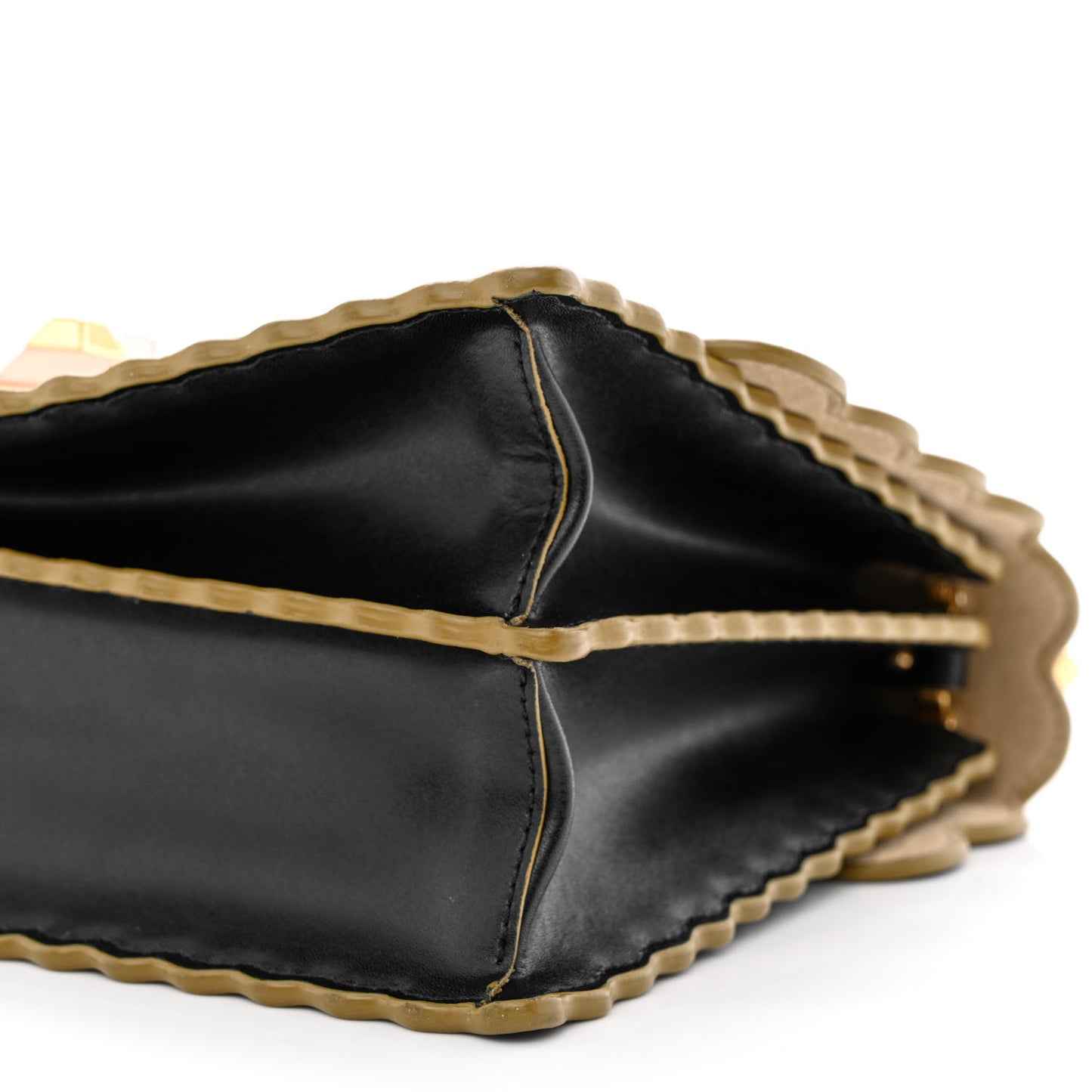 Vitello Liberty Scalloped Studded Kan I Shoulder Bag Black