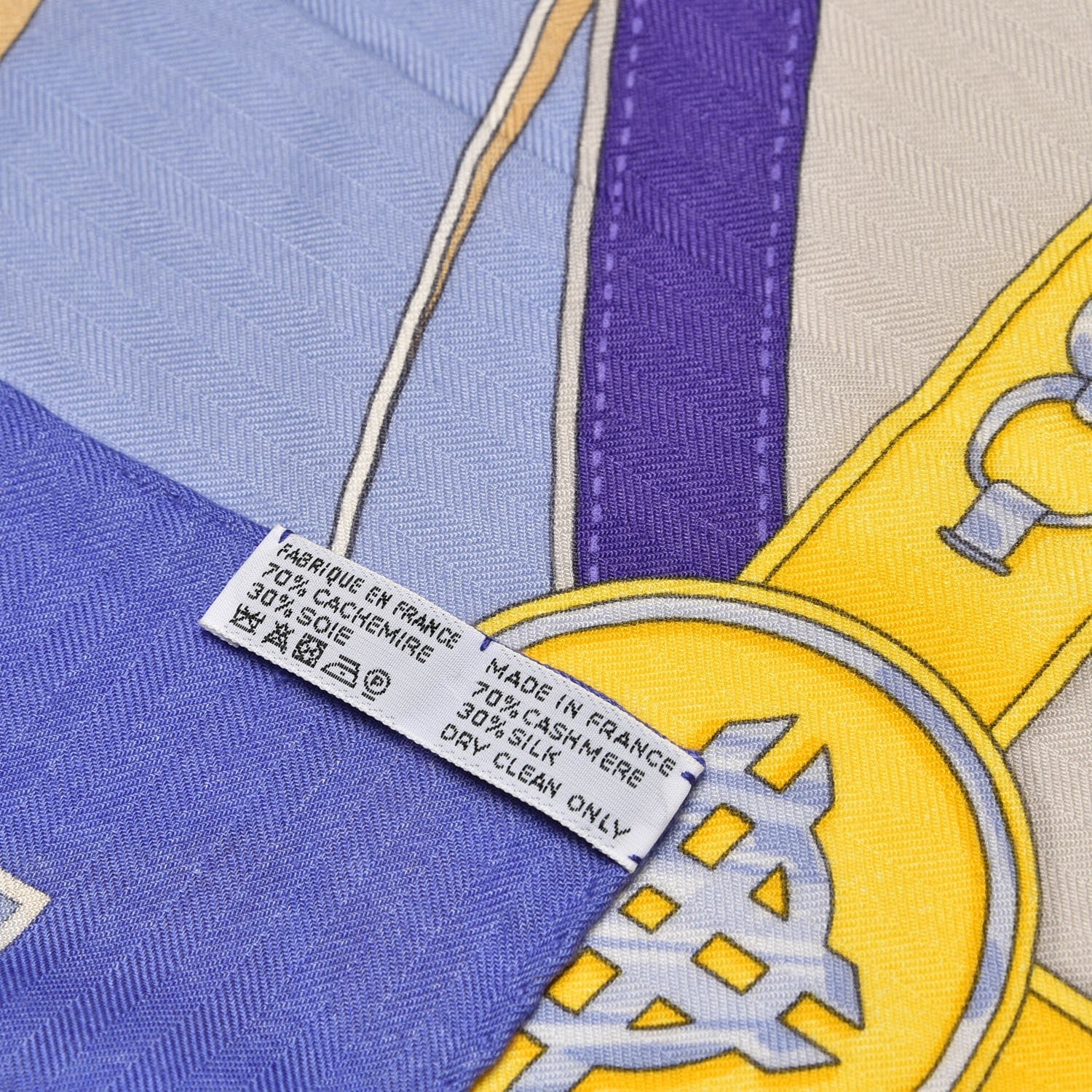 Hermes Cashmere Silk La Promenade Du Matin Shawl 140 Lavande Ciel Jaune 6 of 6