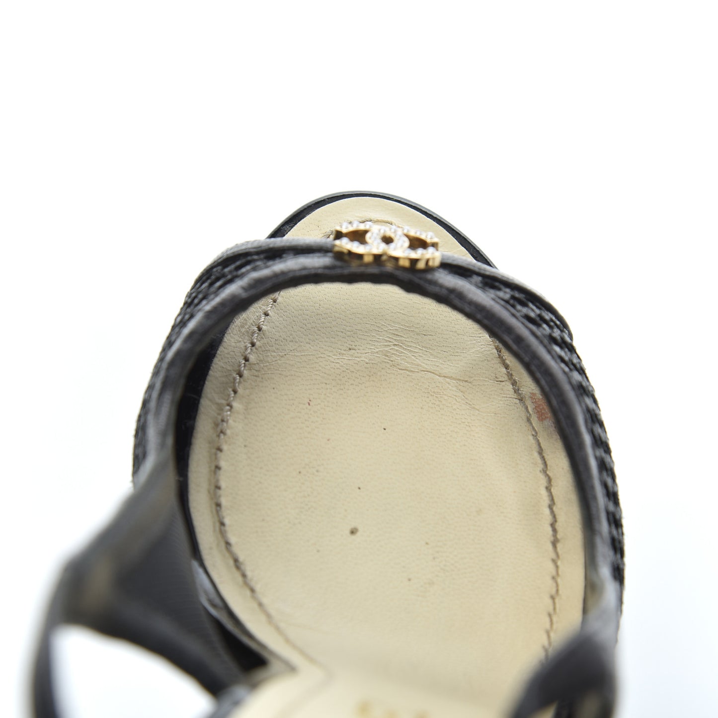 Lambskin Perforated CC Slingback Pumps 36 Black