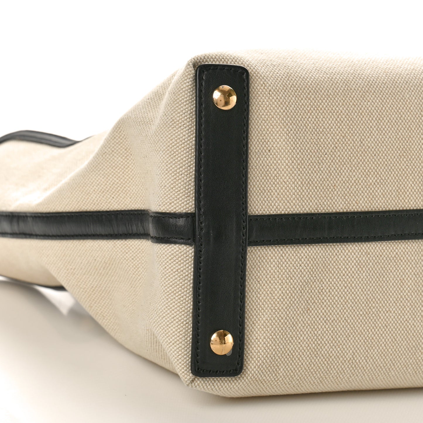 Cotton Soft Canvas Calfskin Medium Belt Tote Natural Black