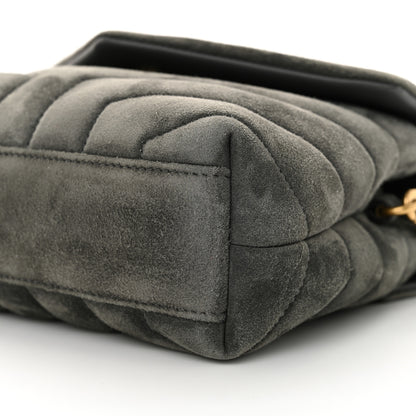 Saint Laurent Suede Y Quilted Monogram Toy Loulou Crossbody Bag Storm 10 of 10
