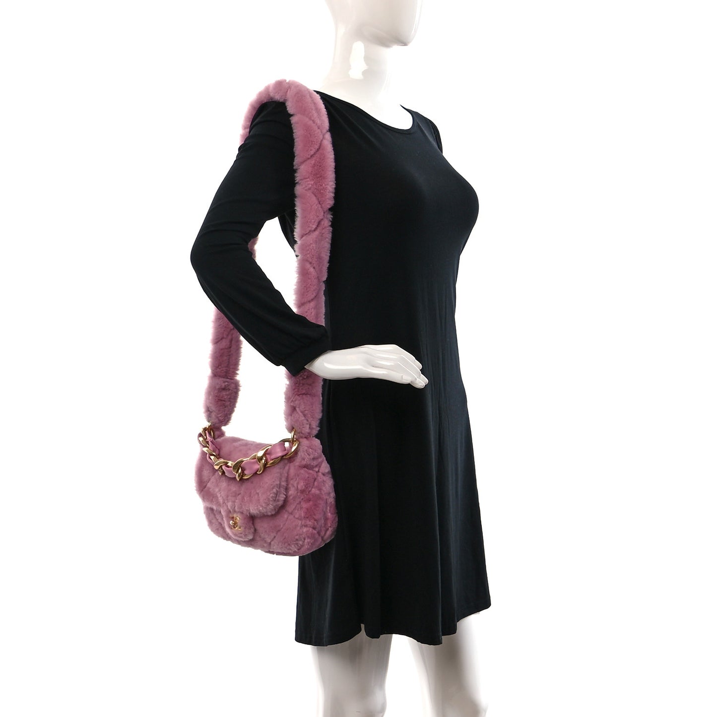Shearling Lambskin Quilted Flap Pink
