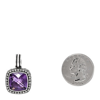 David Yurman Sterling Silver Diamond Amethyst 17mm Albion Enhancer Pendant 2 of 4