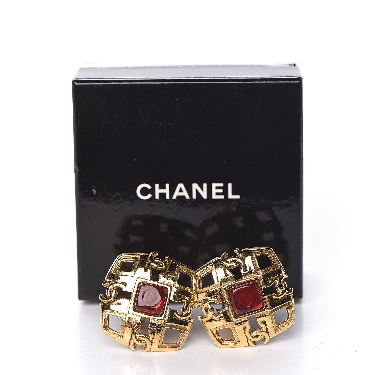 Chanel CC Square Clip On Earrings Gold 5 of 5