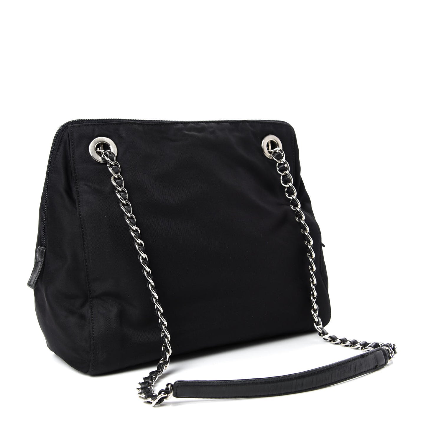 Nylon Tessuto Chain Shoulder Bag Black