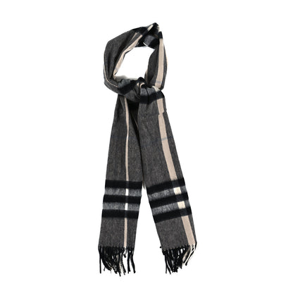 Burberry Cashmere Giant Check Fringe Scarf Charcoal Charcoal 1 of 3