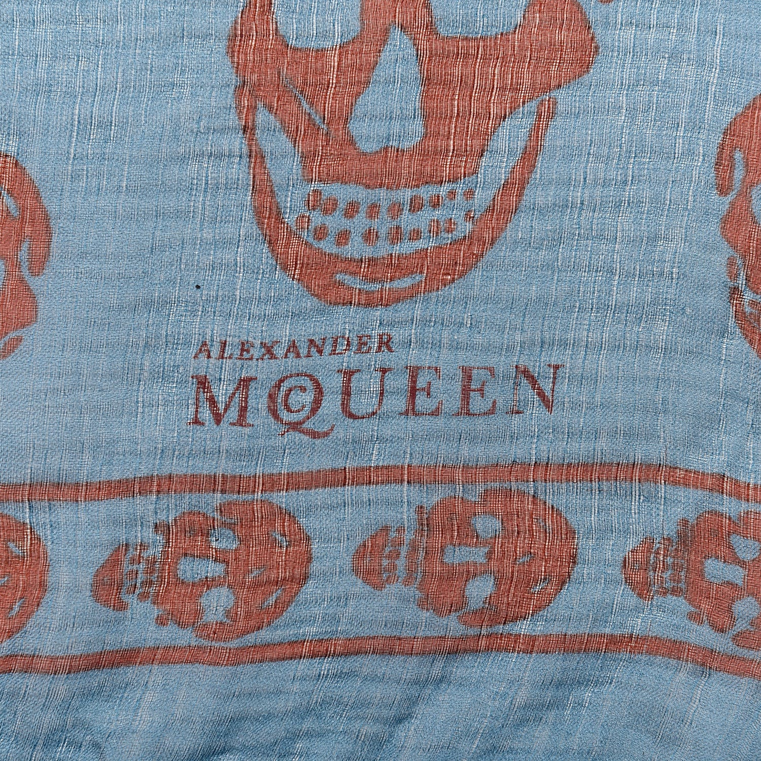 Alexander McQueen Silk Chiffon Skull Scarf Blue 4 of 5