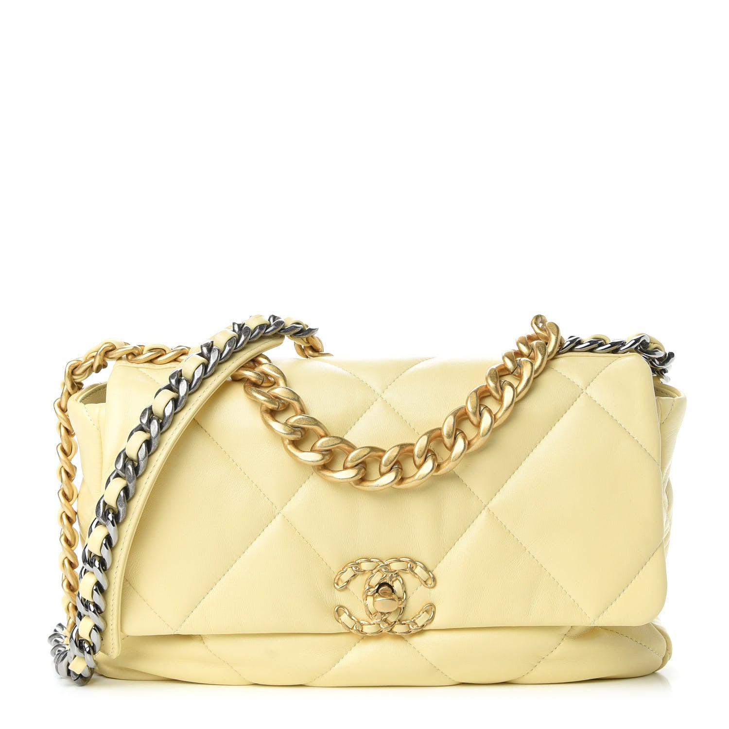 Chanel Lambskin Quilted Large 19 Flap Yellow 1 of 9