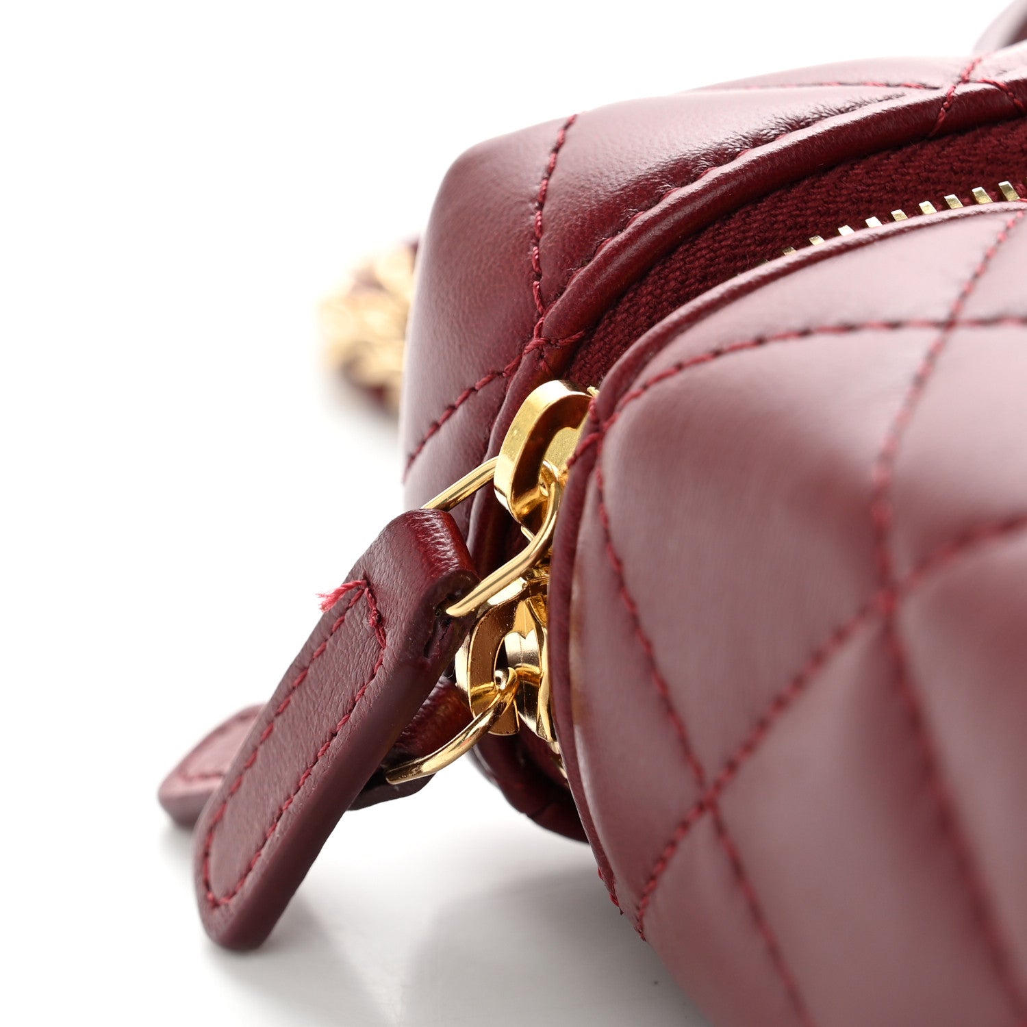 Chanel Lambskin Quilted Top Handle Slim Vanity With Chain Burgundy 11 of 12