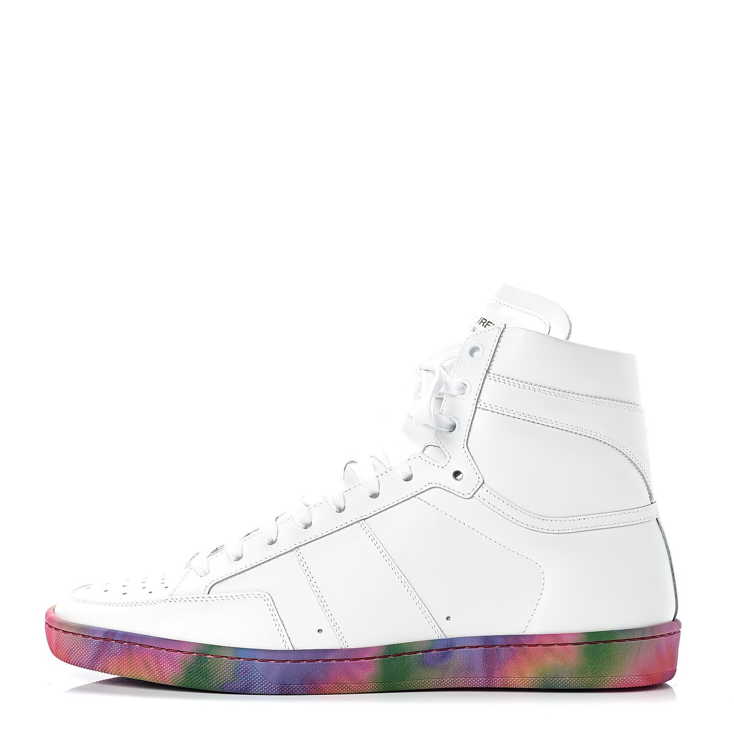 Saint Laurent Calfskin Mens Signature Court Classic SL/10H High Top Sneakers 41 Off White Multicolor Tie-Dye 1 of 26