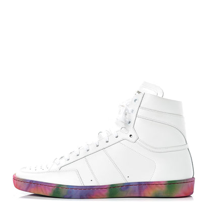 Saint Laurent Calfskin Mens Signature Court Classic SL/10H High Top Sneakers 41 Off White Multicolor Tie-Dye 1 of 26