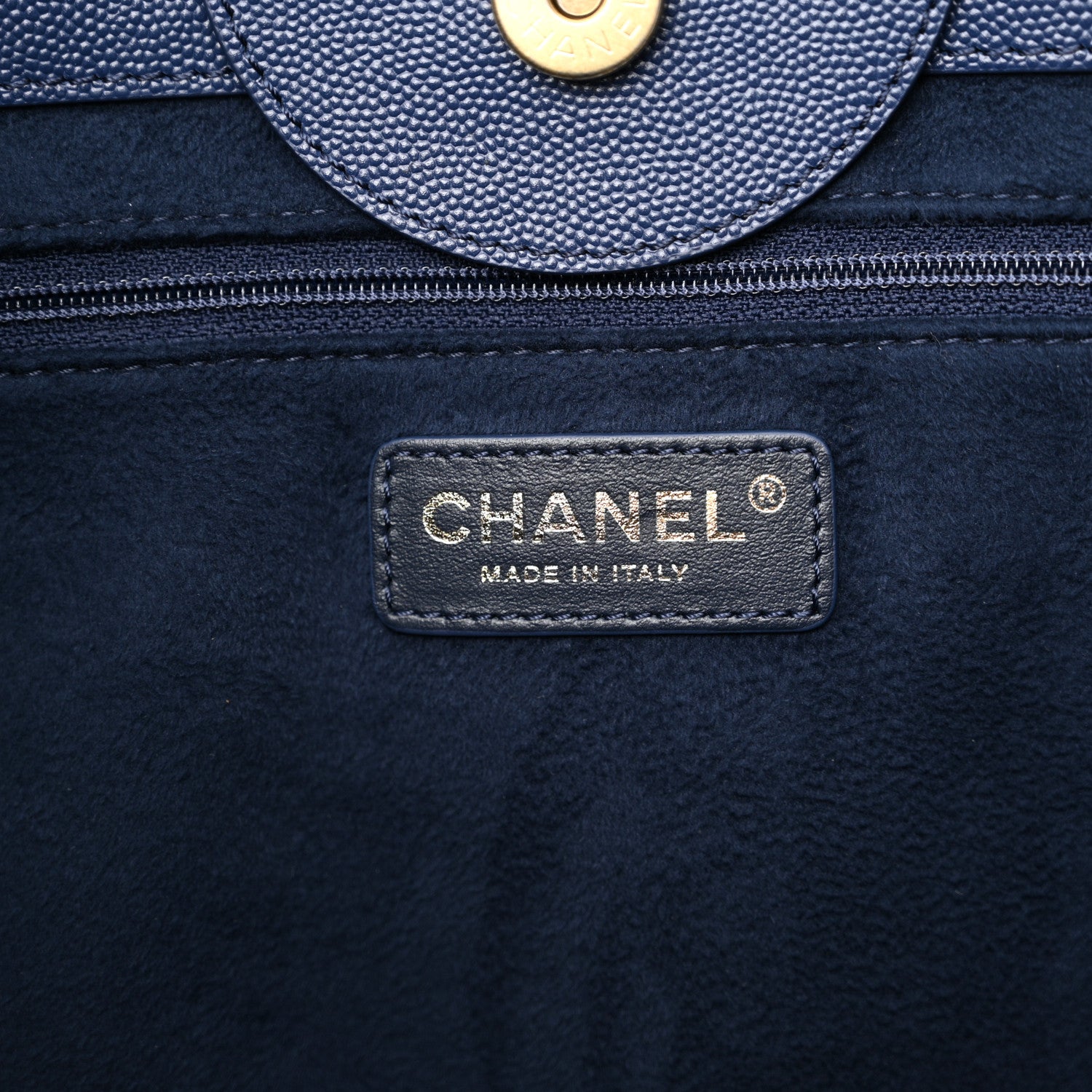 Chanel Caviar Medium Studded Deauville Tote Blue 6 of 12