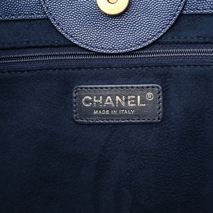 Chanel Caviar Medium Studded Deauville Tote Blue 6 of 12