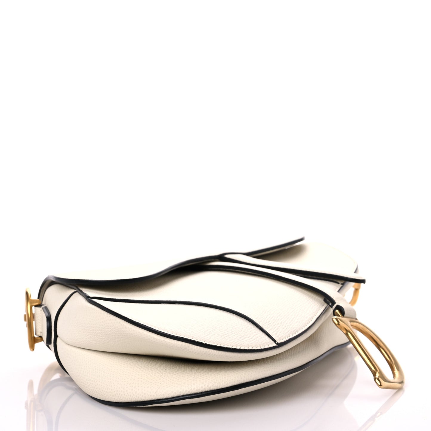 Grained Calfskin Saddle Bag White
