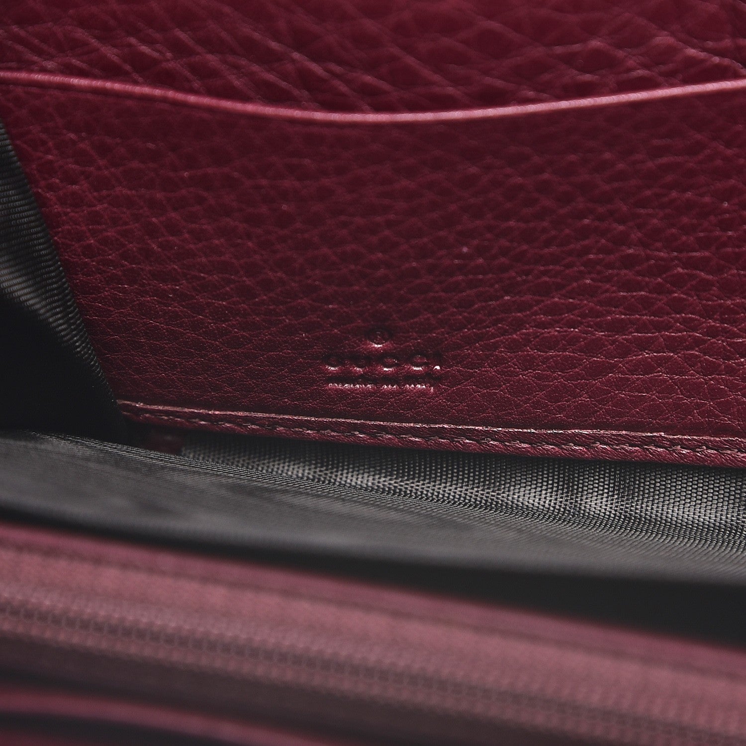 Gucci Pebbled Calfskin Bamboo Tassel Zip Around Wallet Burgundy 6 of 8