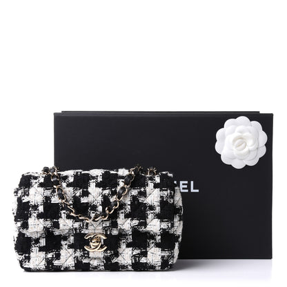 Chanel Tweed Quilted Mini Rectangular Flap Black Ecru White 12 of 12
