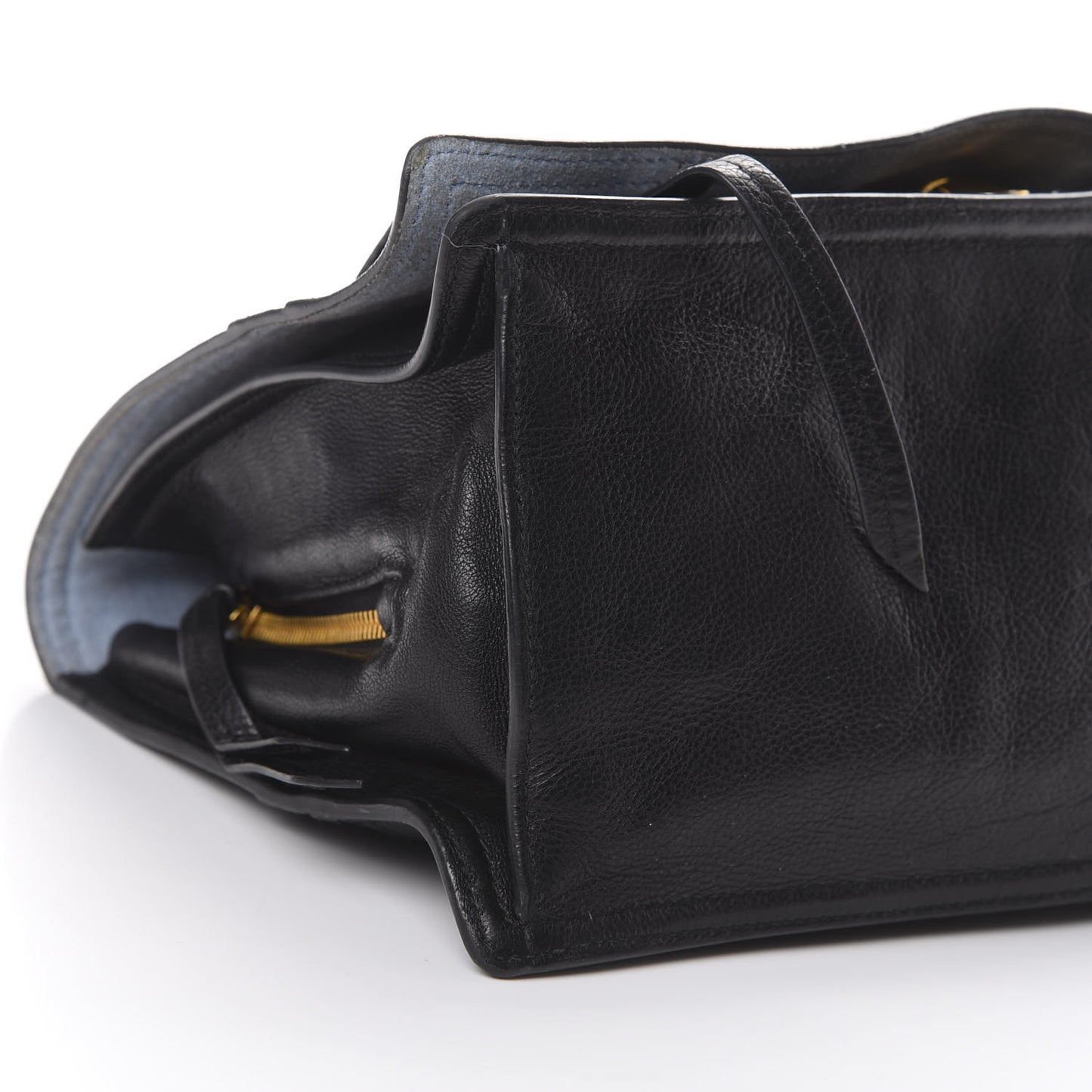 Glace Calfskin Etiquette Flap Shoulder Bag Black