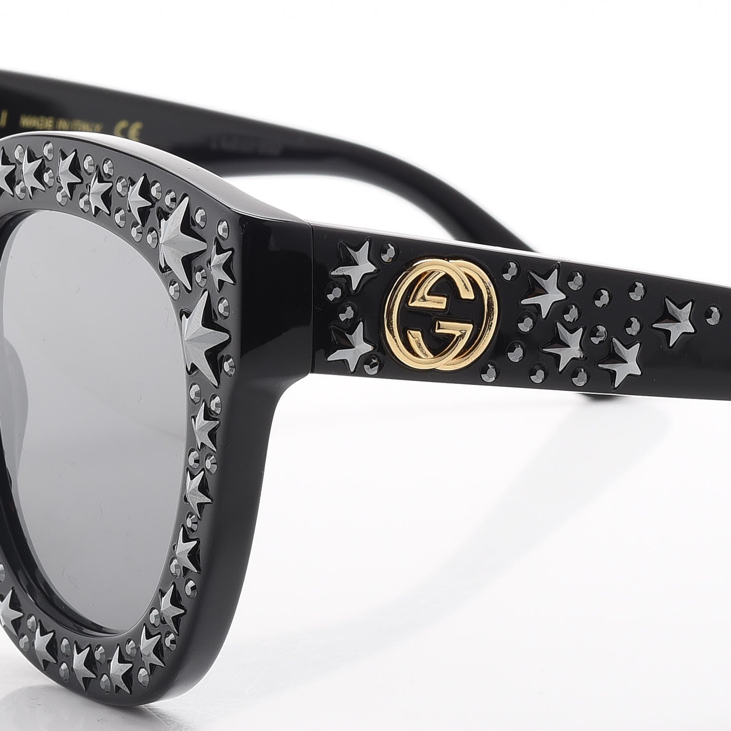 Gucci Acetate Stars Cat Eye Sunglasses GG0116S Black 8 of 10