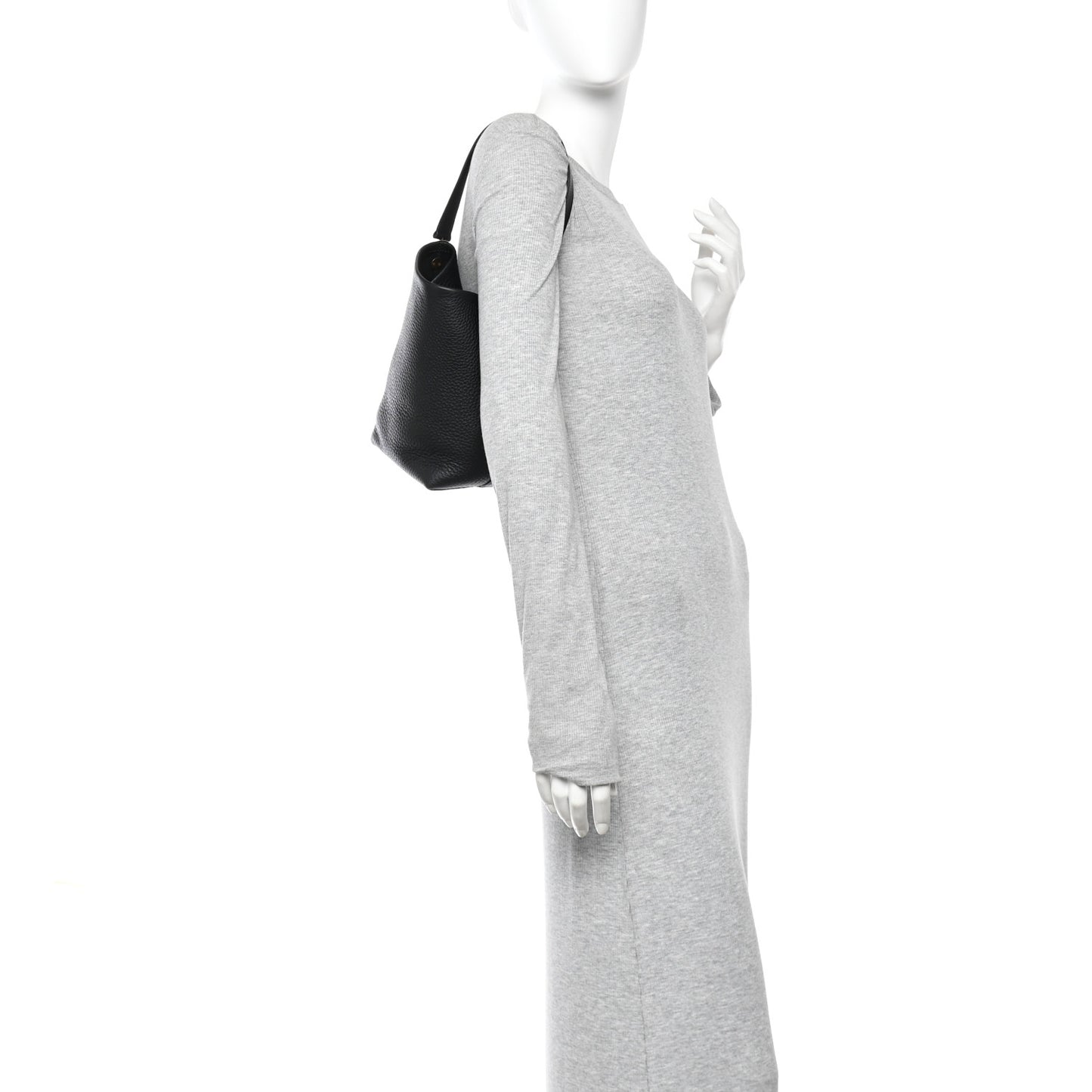 Grained Calfskin Small N/S Hook Tote Black