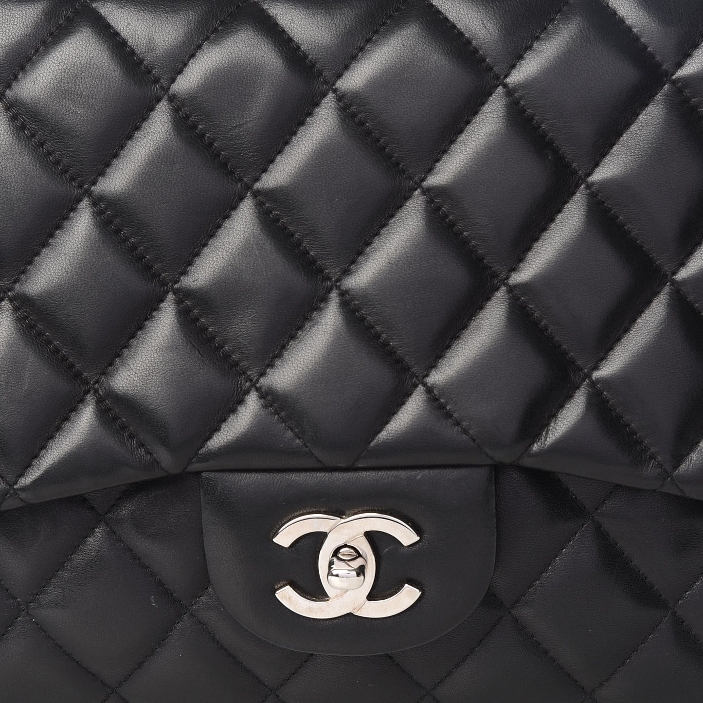 Lambskin Quilted Jumbo Single Flap Black