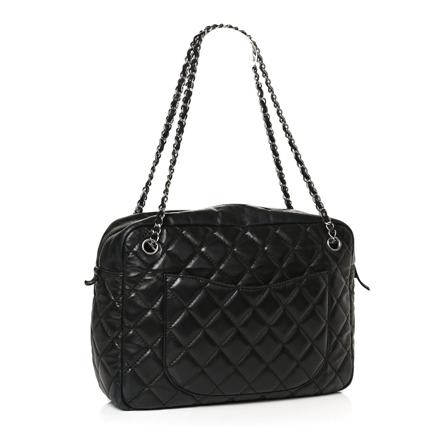 Lambskin Quilted Medium Camera Case Black