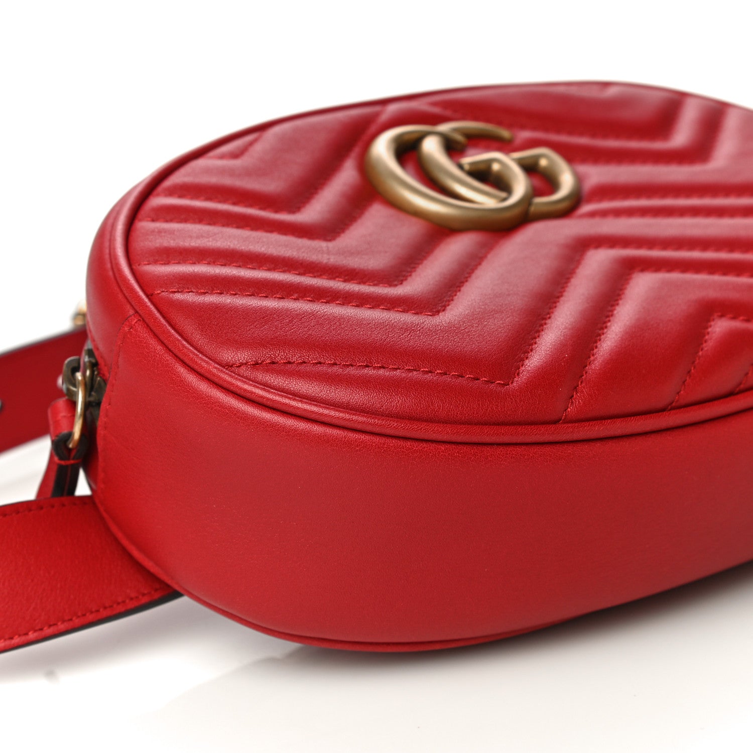 Gucci Calfskin Matelasse GG Marmont Belt Bag 75 30 Hibiscus Red 9 of 10