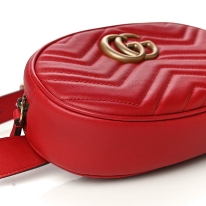 Gucci Calfskin Matelasse GG Marmont Belt Bag 75 30 Hibiscus Red 9 of 10