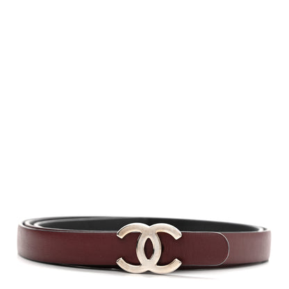 Chanel Calfskin CC Skinny Reversible Belt 85 34 Black Burgundy 2 of 8