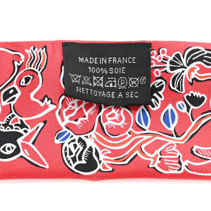 Hermes Silk Mille Et Un Lapins Twilly Grenadine Bleu Black 3 of 4