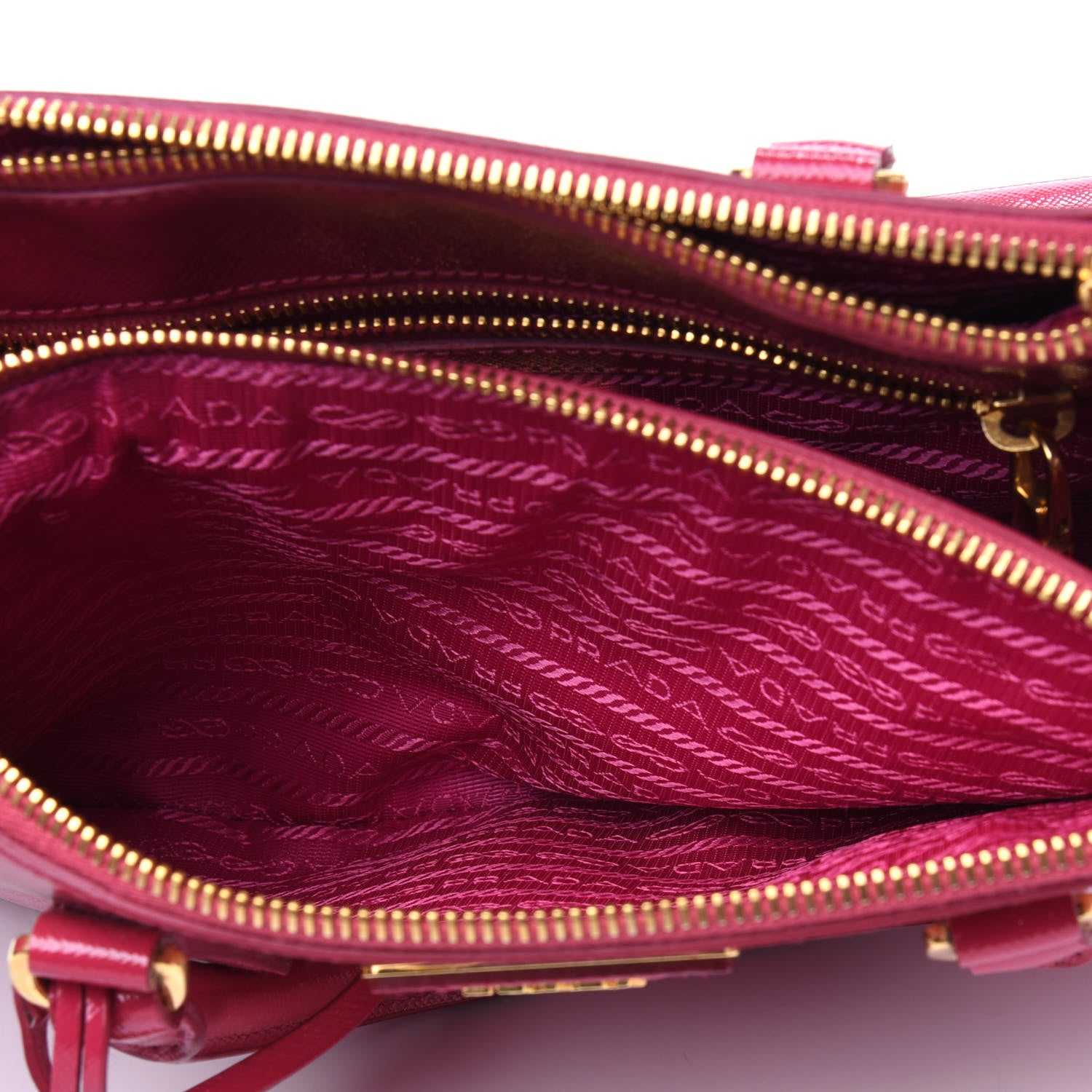 Prada Saffiano Vernice Mini Galleria Double Zip Tote Peonia 7 of 18