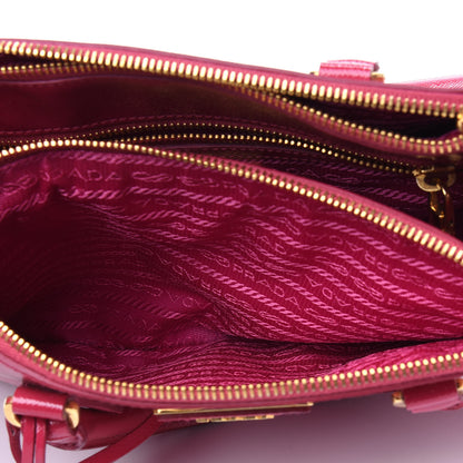 Prada Saffiano Vernice Mini Galleria Double Zip Tote Peonia 7 of 18