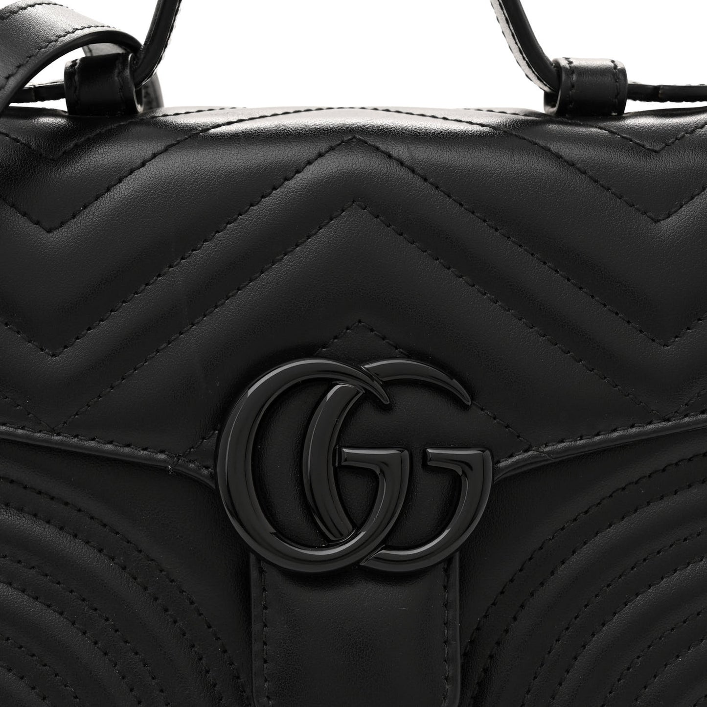 Calfskin Matelasse Monochrome GG Marmont Top Handle Shoulder Bag Black