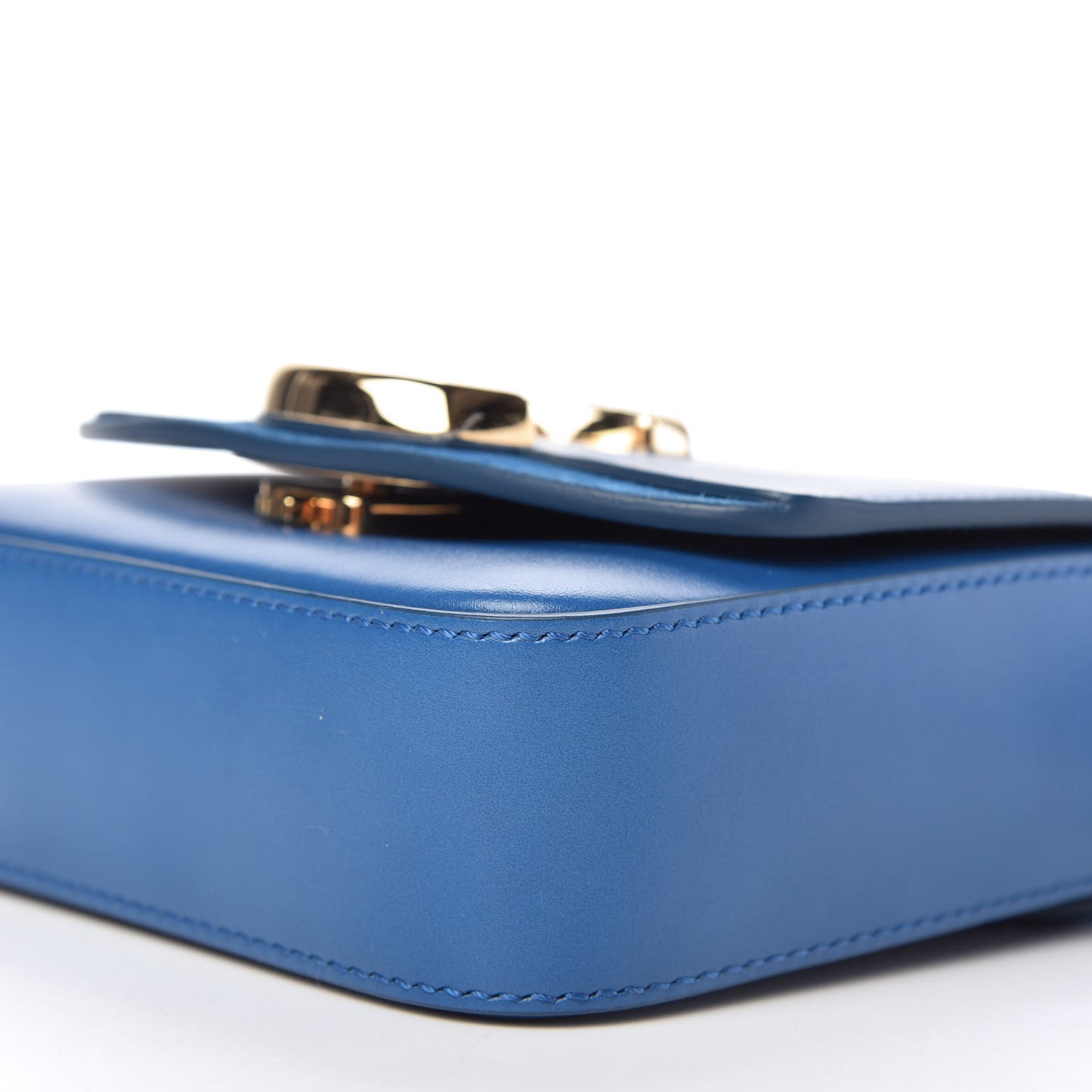 Shiny Calfskin Suede Mini C Bag Smoky Blue