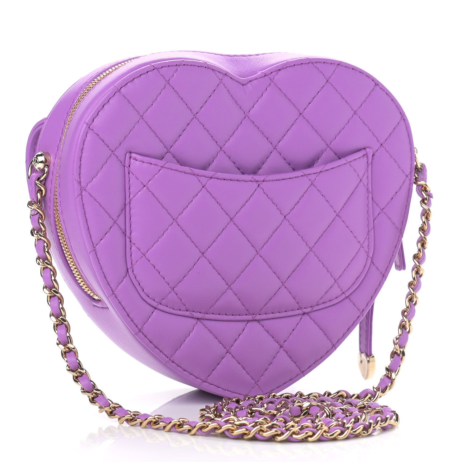 Chanel Lambskin Quilted CC In Love Heart Bag Purple 3 of 11