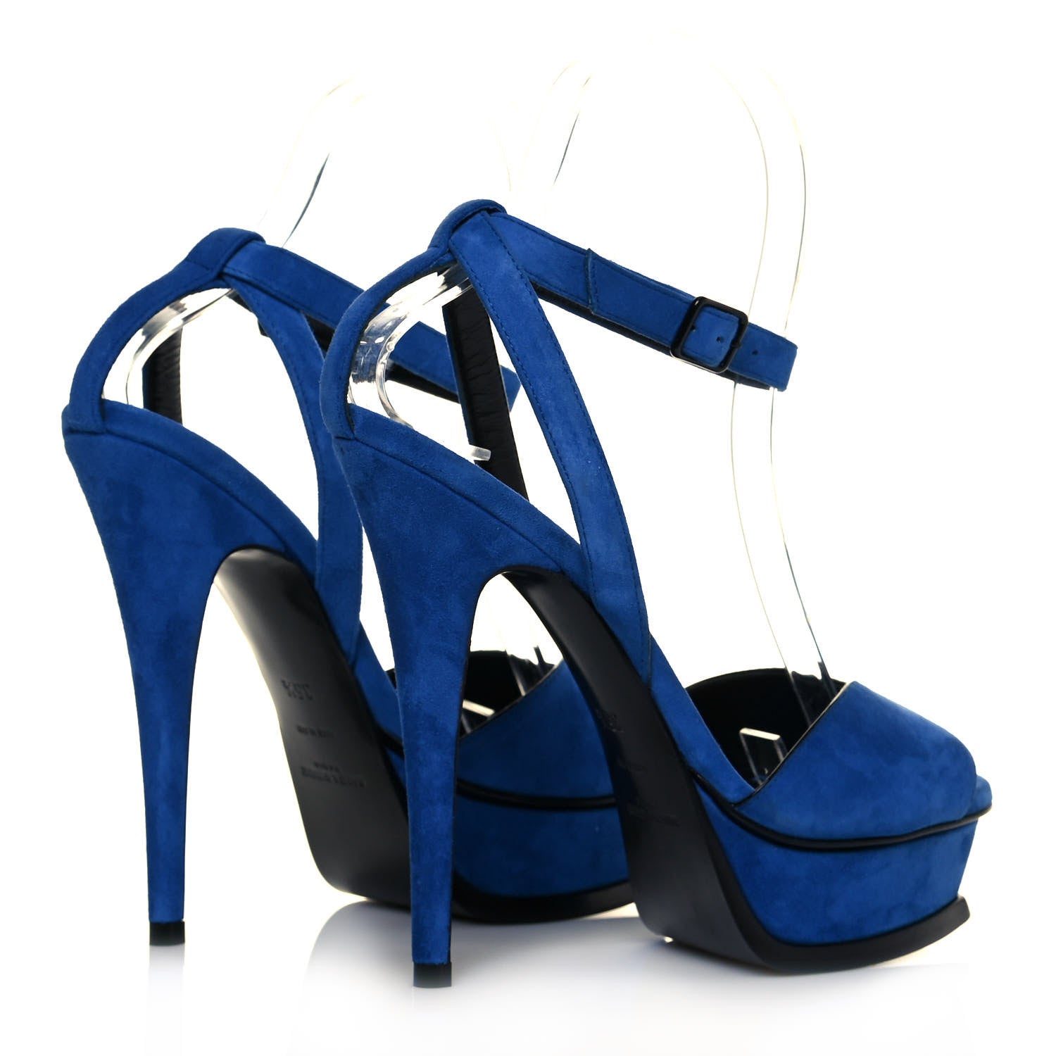 Saint Laurent Kid Scamosciato Tribute 105 Open Toe Platform Sandals 35.5 Bleu Majorelle 4 of 9