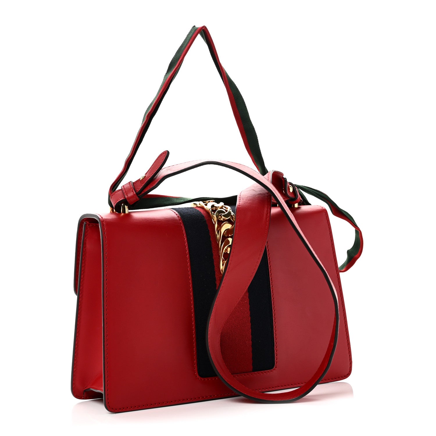 Gucci Calfskin Small Sylvie Shoulder Bag Hibiscus Red 3 of 11