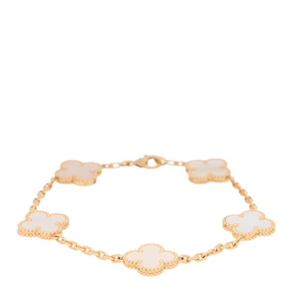 Van Cleef & Arpels 18K Yellow Gold Mother of Pearl 5 Motifs Vintage Alhambra Bracelet 1 of 3