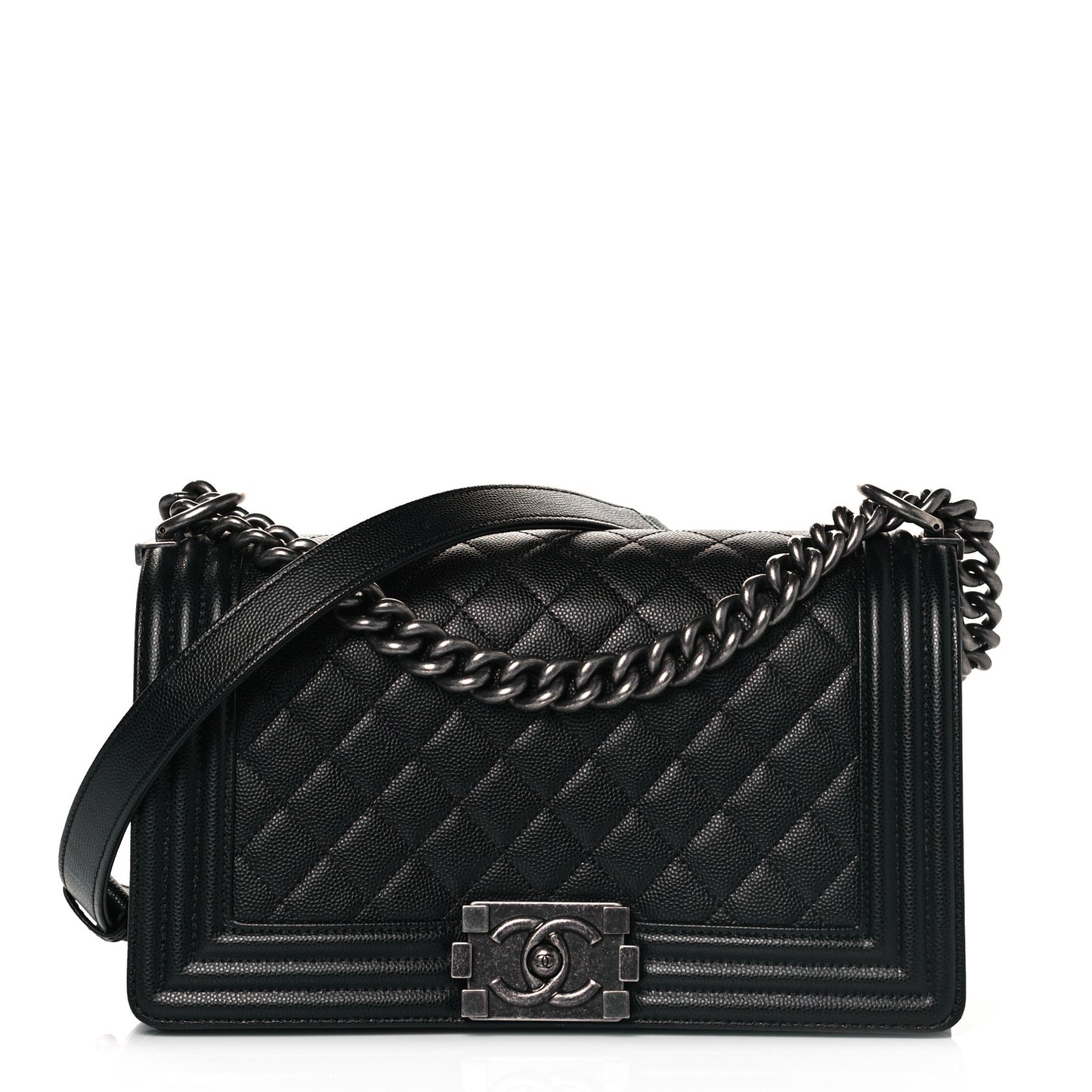Caviar Quilted Medium Boy Flap Black