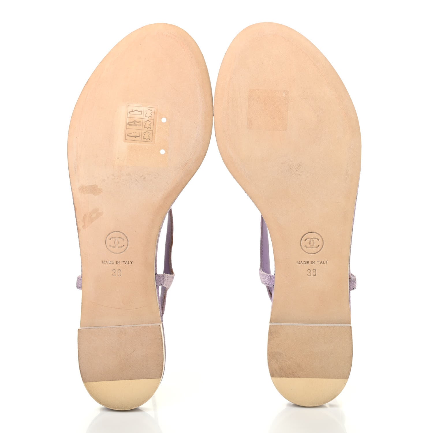 Chanel Lizard Pearl CC Thong Sandals 38 Light Purple 7 of 12