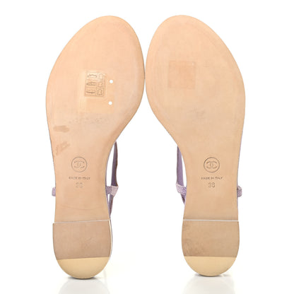 Chanel Lizard Pearl CC Thong Sandals 38 Light Purple 7 of 12