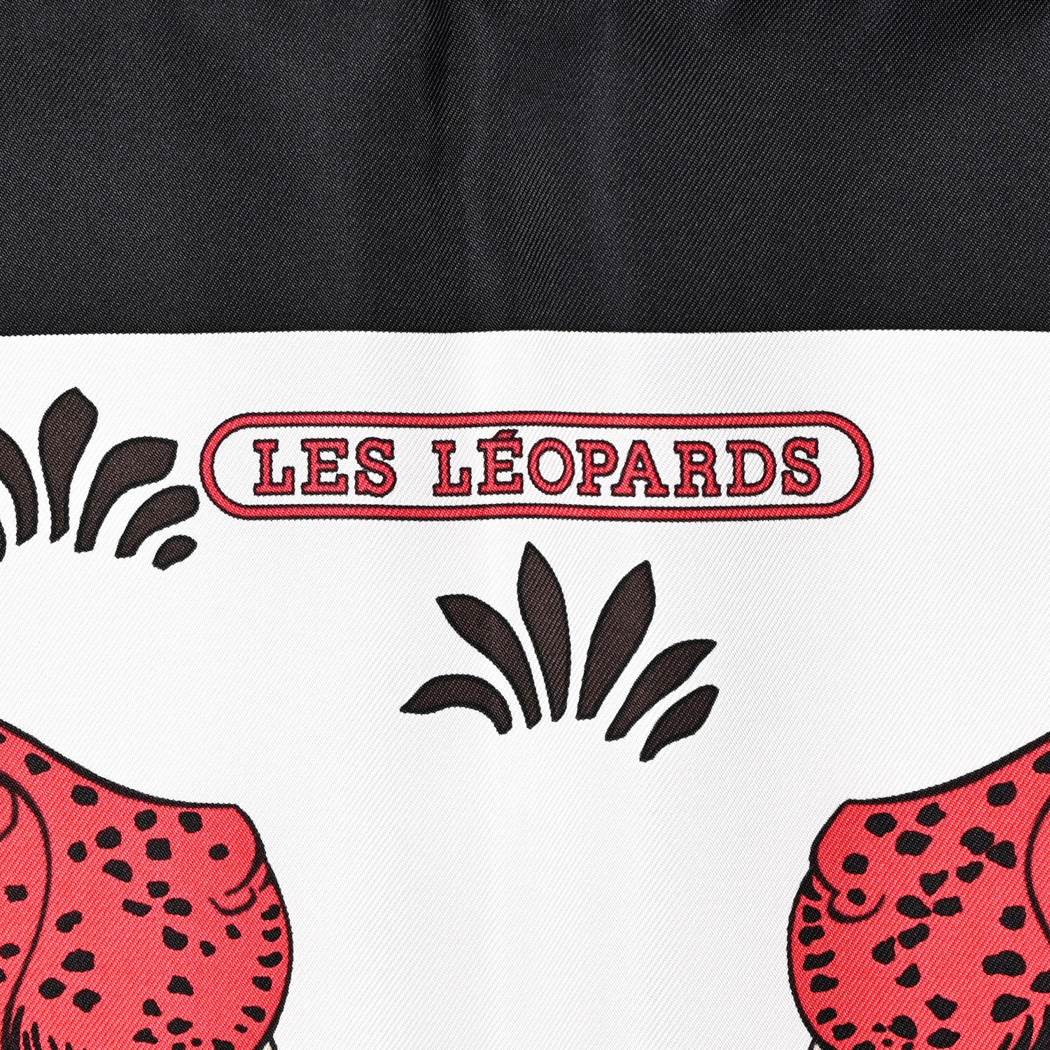 Hermes Silk Les Leopards Scarf 90 Black White Rouge 3 of 5