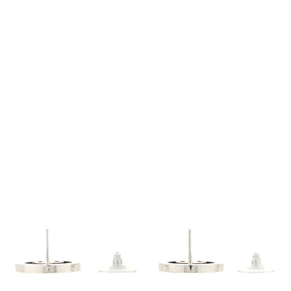 Chanel Crystal CC Round Earrings Silver 3 of 4